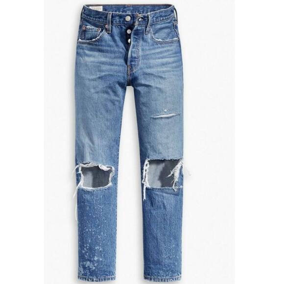Levi's 501 Original Cropped Ladies Jeans Size 25 W , 26L - Picture 2 of 11